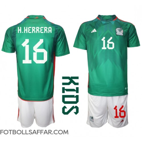 Mexiko Hector Herrera #16 Hemmadräkt Barn VM 2022 Kortärmad (+ Korta byxor)